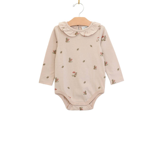 City Mouse Studio - Shirred Neck Bodysuit- Blush Mushrooms