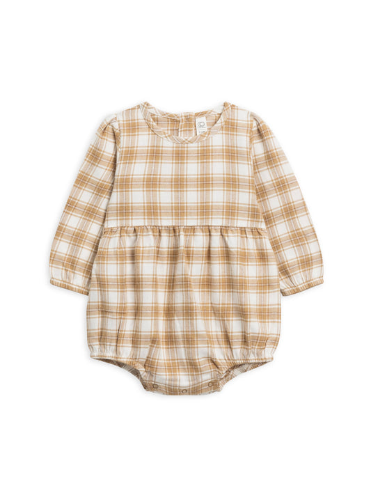 Colored Organics - Organic Baby Bristol Flannel Bubble Romper - Latte Plaid