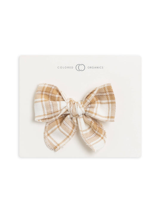 Colored Organics - Baby Flannel Hair Clip - Latte Plaid