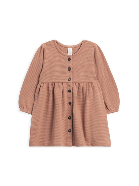 Colored Organics - Organic Baby and Kids Elsie Waffle Button Down Dress - Cider