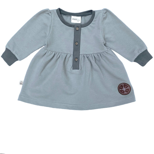 City Mouse Studio - PNW Baby Button Dress- Glacier