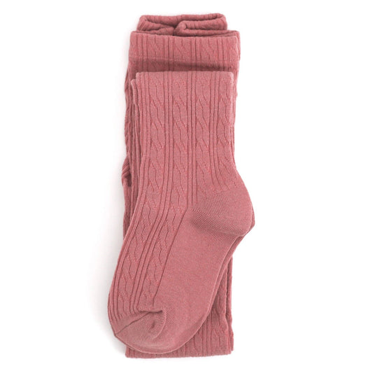 Old Rose Cable Knit Tights: 3-4 YEARS