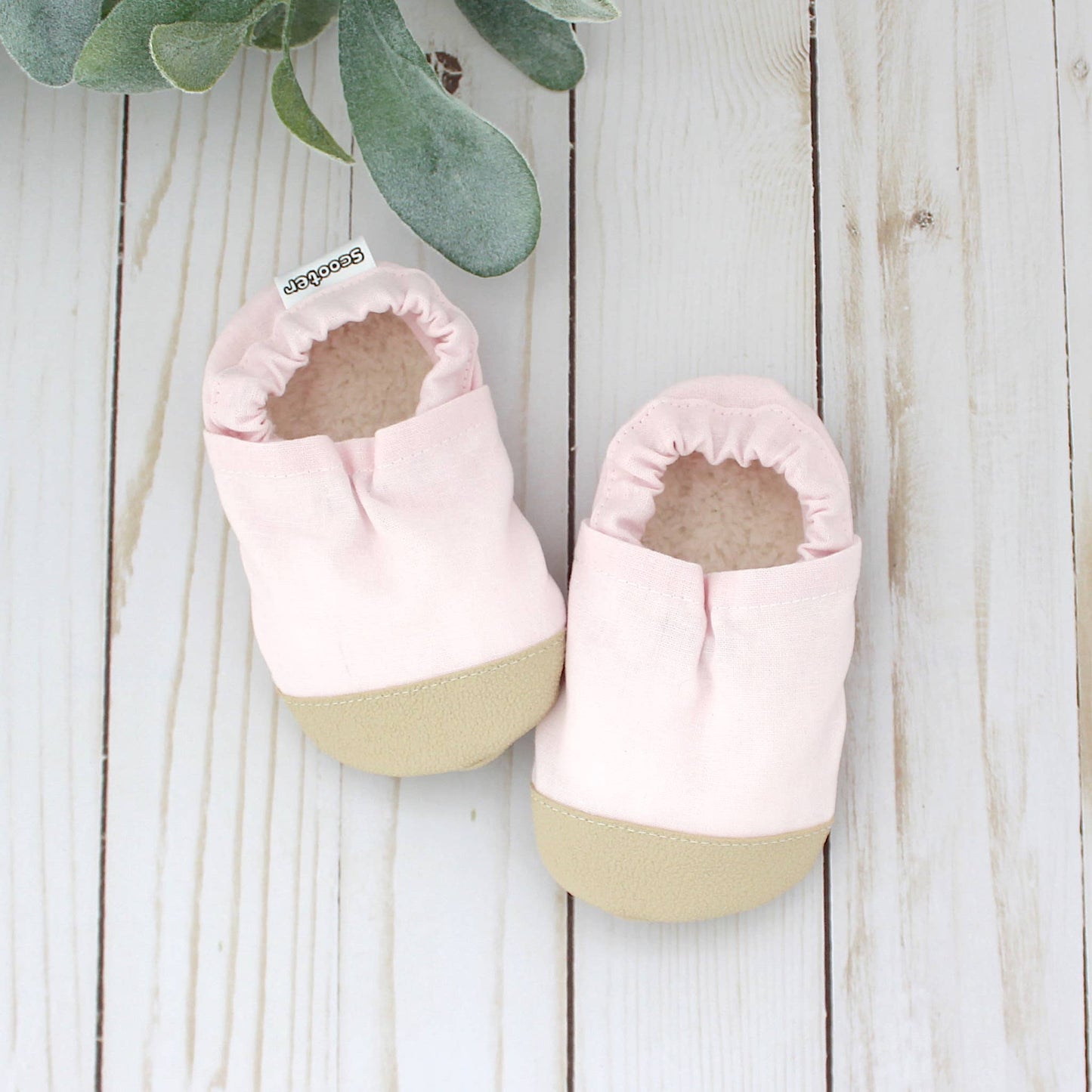 Scooter Booties - Powder Pink Linen Baby Shoes: 3 Toddler