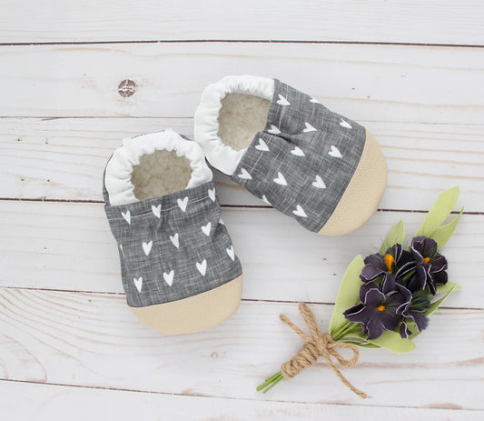 Scooter Booties - Gray Heart Baby Shoes: 18 - 24 months