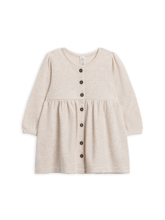 Colored Organics - Organic Baby and Kids Elsie Waffle Button Down - Heather Oat