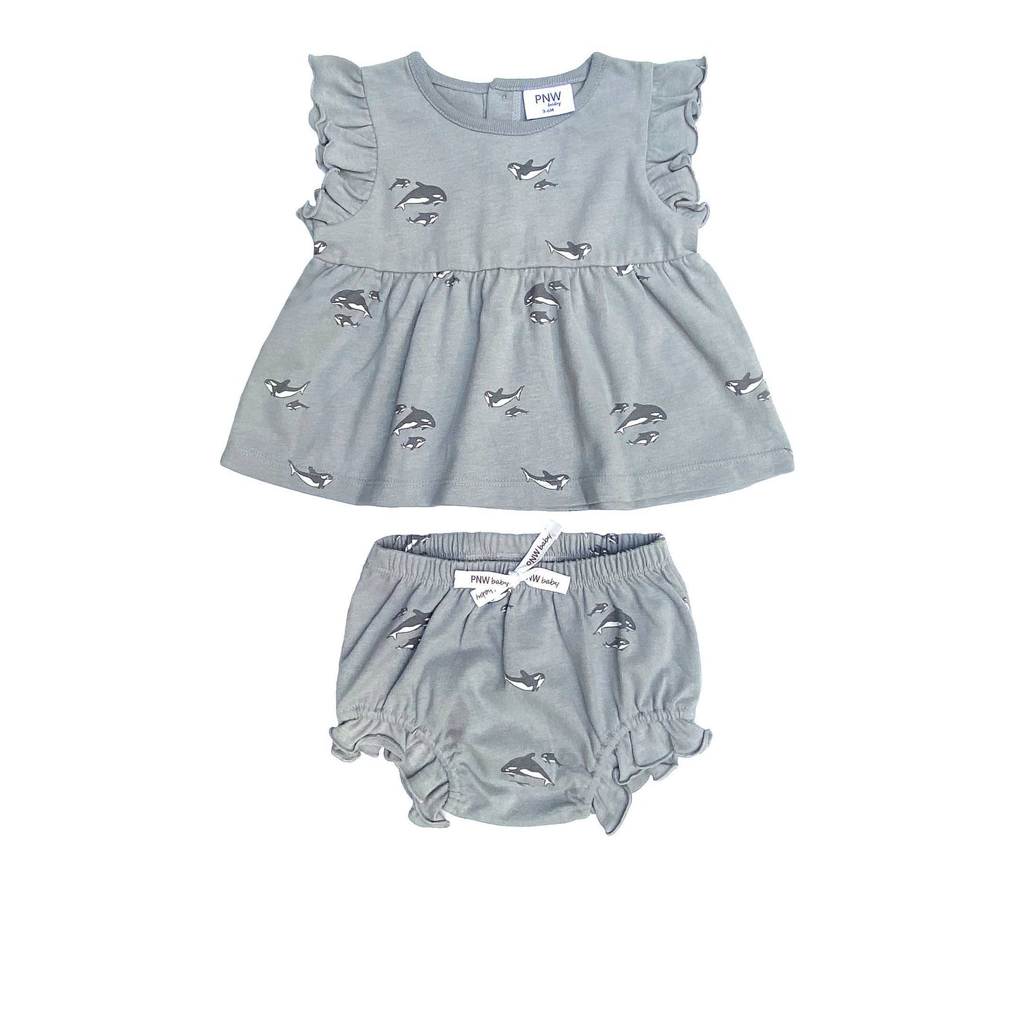 City Mouse Studio - PNW Baby Tunic/Bloomer Set- Orcas