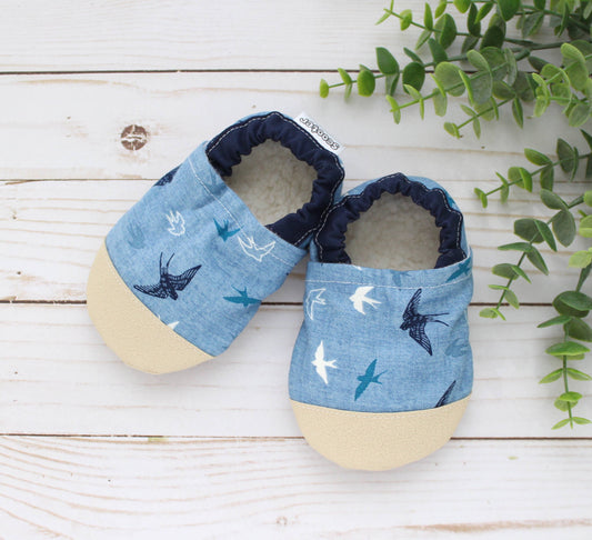 Scooter Booties - Soaring Swallows Baby Shoes: 0 - 6 months