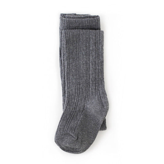 Charcoal Gray Cable Knit Tights: 5-6 YEARS