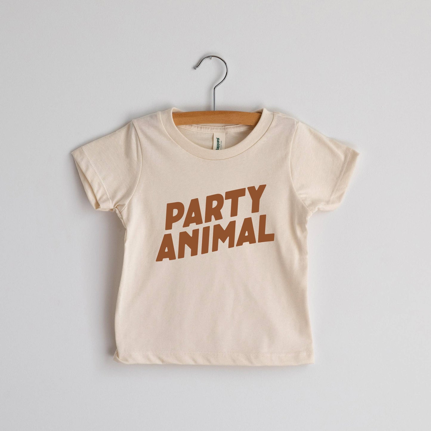 Gladfolk - Party Animal Cream Organic Baby & Kids Tee • Camel Ink